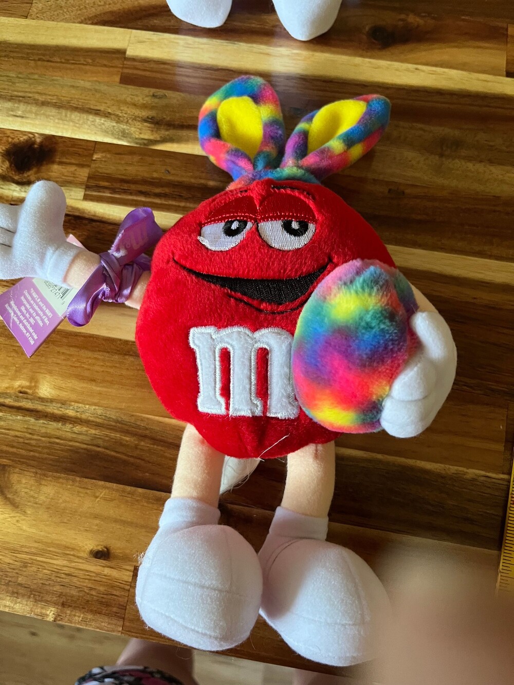 M&M Red Plush Toy Rainbow Ears/ Egg 2003 Licensed Candy Mascot